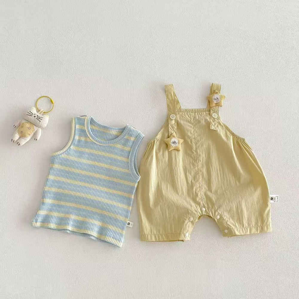 Summercute style baby overalls suitsummer style cartoon outing two-piece setsummercute suit trendy