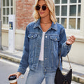 Fashionexport cross-border  new arrival silm washed shortlong sleeves denim jacketoutweartops for women