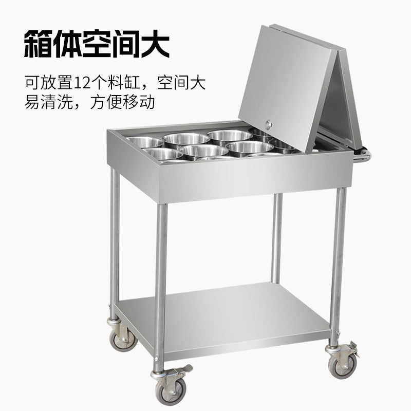 Stainless steel food-grade spice cart - commercial kitchen trolley, small size, multi-functional restaurant mobile cart, serving cart