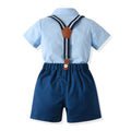 Export children's clothing summer boys short-sleeved shirt cotton boys suit first birthday dress children's day costume