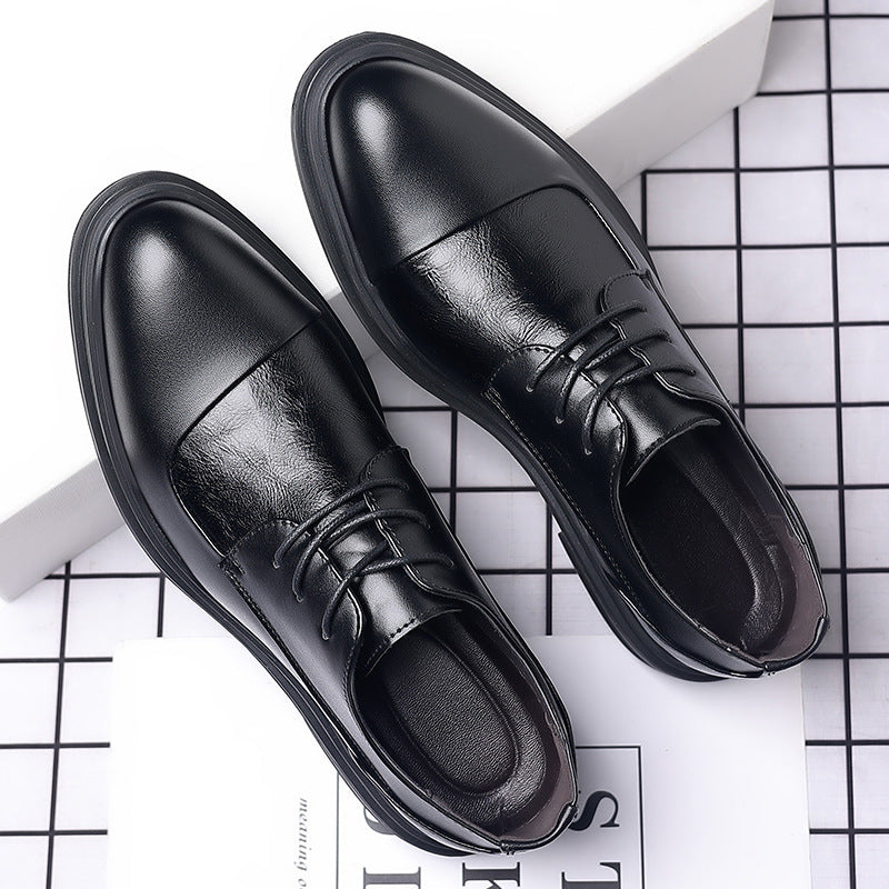 New plus size leather dress shoes for men - business casual, british style, trendy black wedding shoes for groom