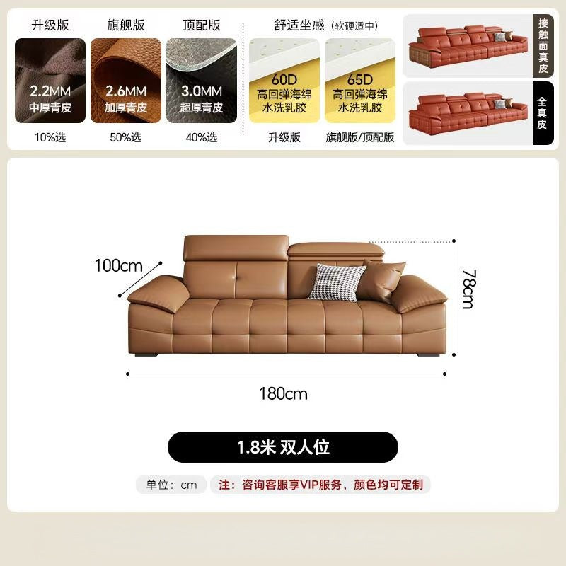 2025 new large apartment villa genuine leather sofa high back lawrence sofa italian light luxury genuine leather sofa