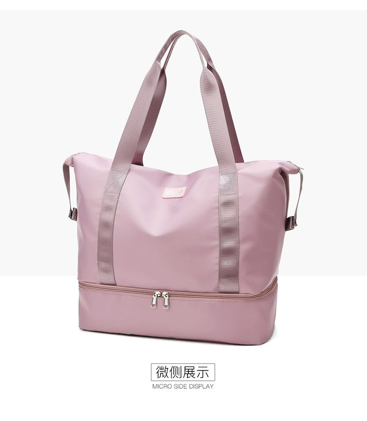 New travel bag women's short-distance portable and lightweight yoga bag can be put on trolley case student large-capacity luggage storage bag