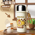316 stainless steel high-style insulated tumbler - cute capybara design - kids' water bottle - portable handheld double-drink straw cup