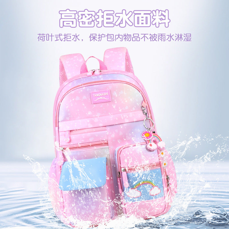 foreign trade kids backpack customized rainbow cute backpack spine protection and burden reduction primary school student schoolbag lightweight