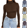 cross-border  spring new arrival: women's semi-high neck slim-fit versatile base layer top