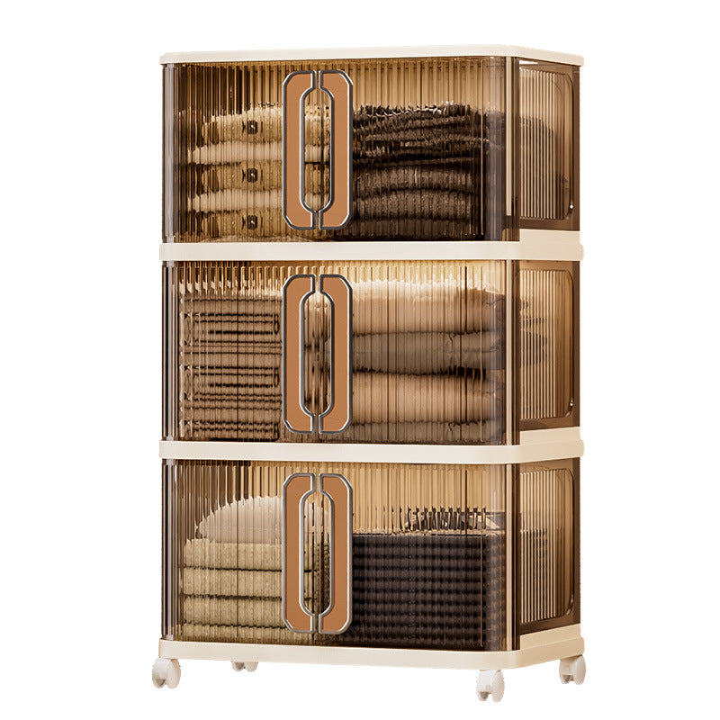 Large capacity cream wind storage cabinet quilt wardrobe free installation folding storage shelf storage box locker