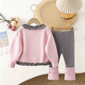 Girls' knitted cardigan and leggings set - new  spring/autumn collection - plaid bowknot cardigan sweater with scrunch socks