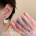 Colorful small flower exquisite ear bone nails for women, suitable for summer earrings, summer dopamine double ear piercing earrings