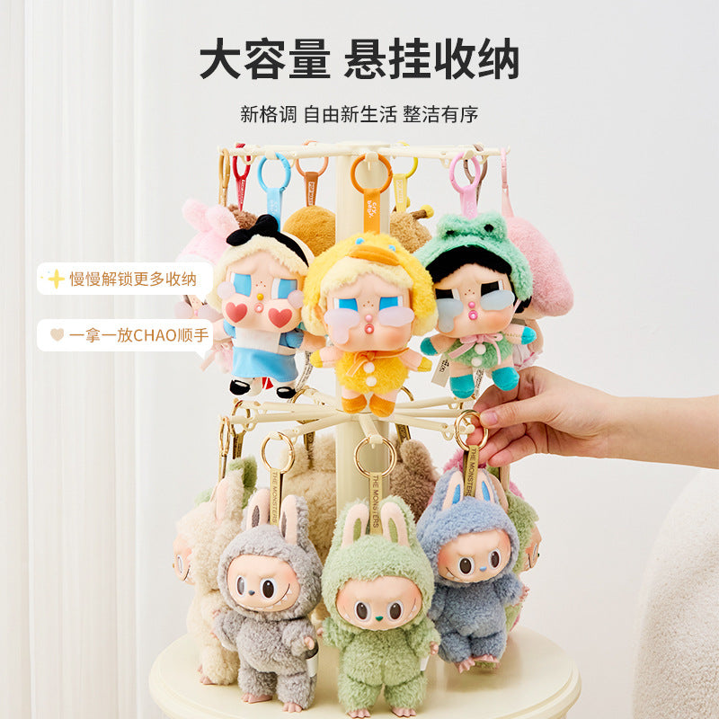 Rotating blind box figure storage display box transparent labubu plush doll rabub pendant display rack