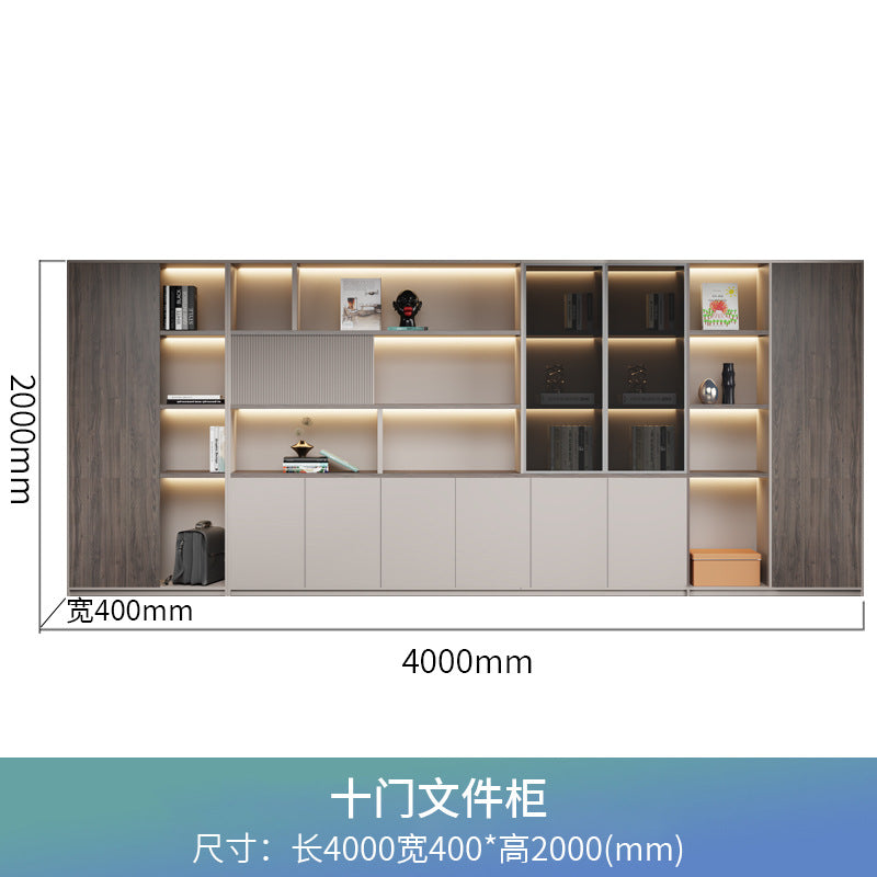 Boss office background cabinet bookcase file cabinet wooden information cabinet storage cabinet wall floor cabinet office furniture