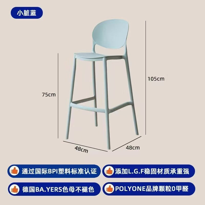 Casual modern bar front desk chair for home island bar stool high stool thickened scandinavian plastic back chair bar chair