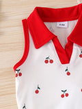 Kids clothing cross-border i  fashion children's clothing new arrival kids red collar white vest shorts