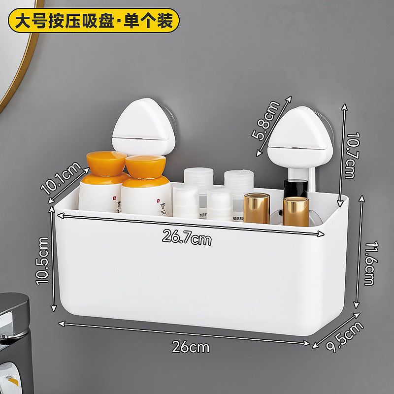Household bathroom storage box Rectangle plastic suction cup Bathroom rack No punching suction cup wall-mounted storage box