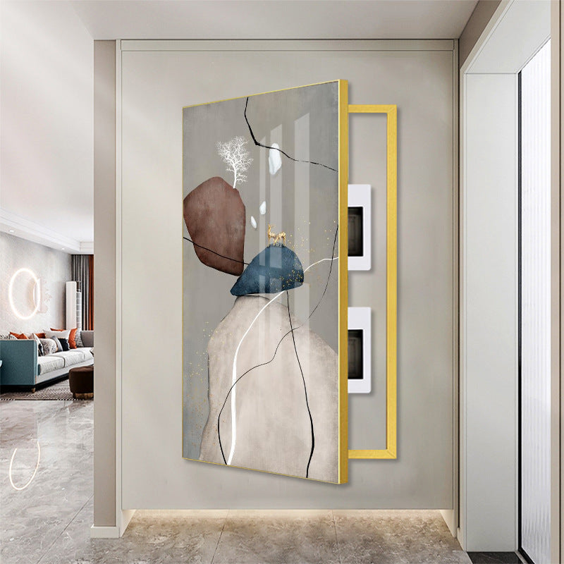 Large size can be flipped meter box decorative painting into the door, the entrance comes and goes, modern simple vertical wall painting