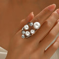 Wholesale pearl ring sets - european & american cross-border vintage faux pearl irregular high-end ring jewelry for women