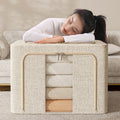 Clothes storage box organizer specially selected xinjiang genuine cotton and linen odorless steel frame strong load-bearing double window storage box