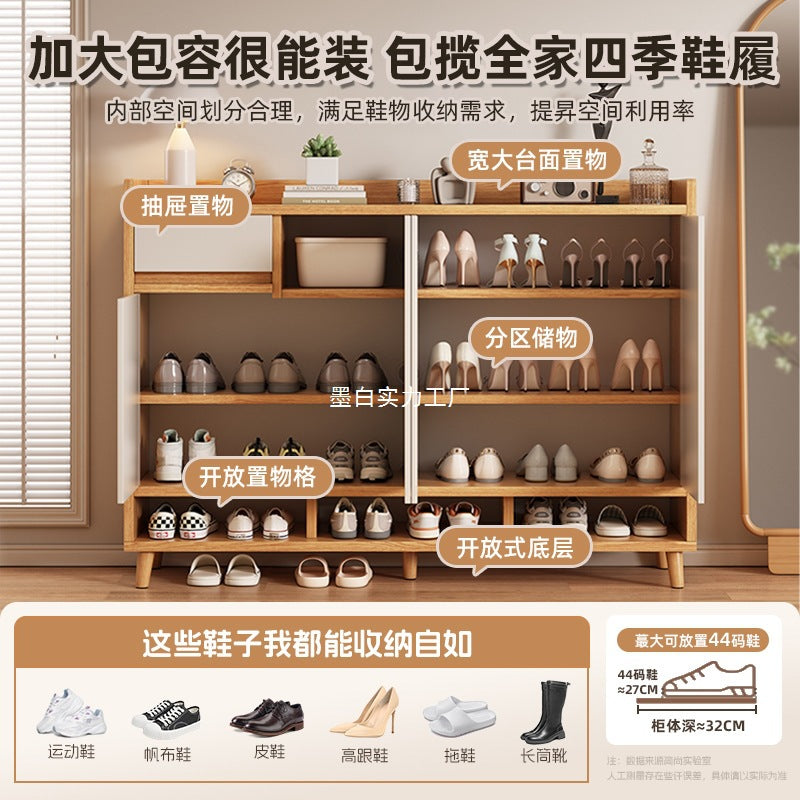 Solid wood shoe cabinet, indoor corridor at the entrance of the home, large-capacity new entry entrance cabinet, light luxury shoe rack