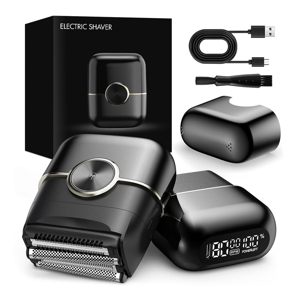 Mini electric shaver reciprocating magnetic 4-blade head led digital display washable quick charge portable razor cross-border