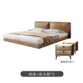 Italian normcore tofu block suspended bed accessible luxury modern casualclassy soft-packed leather bed master bedroom double bed