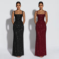 C7633 cross-border   fashion women's sexy camisole bodycon dress with tie waist and hip-hugging design