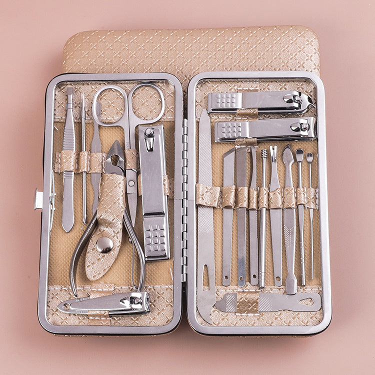 Wholesale stainless steel nail clipper set - 19 piece manicure & pedicure kit for beauty & grooming