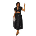 European and american cross-border women's fashion:  summer new arrival - elegant sweet v-neck drawstring polka dot cropped maxi dress