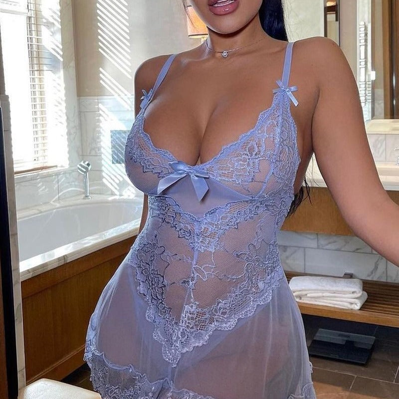 Sexy lingerie european and american cross-border foreign trade sexy suspender lace mesh embroidered skirt and underwear set 4377s-