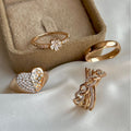 European and american cross-border jewelry: ins-style sweet hollow heart ring 4-piece set, geometric irregular diamond-studded flower rings
