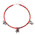 Halloween necklace wholesale fashion funny pumpkin ghost cat pendant horror contrast color rice beads string clavicle chain