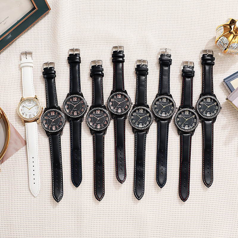 New arrivalpopular diamond-encrusted watch cross-border women's belt women's watch quartz watch manufacturer wholesale dropshipping watches