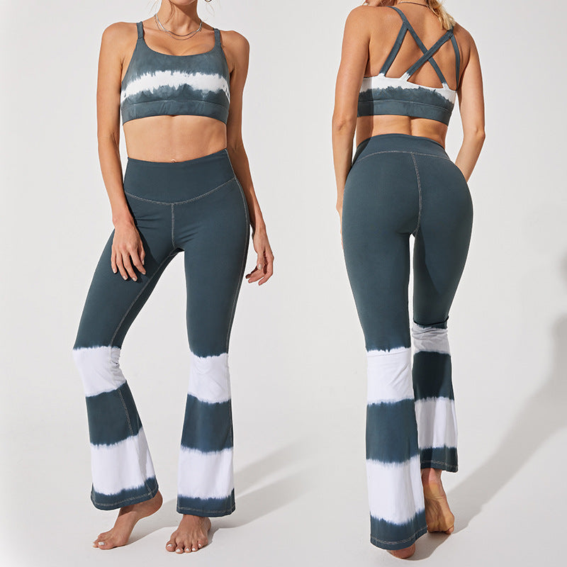 Custom slit back yoga top tie-dye tank top women's quick-dry running sports short sleeve fitness apparel