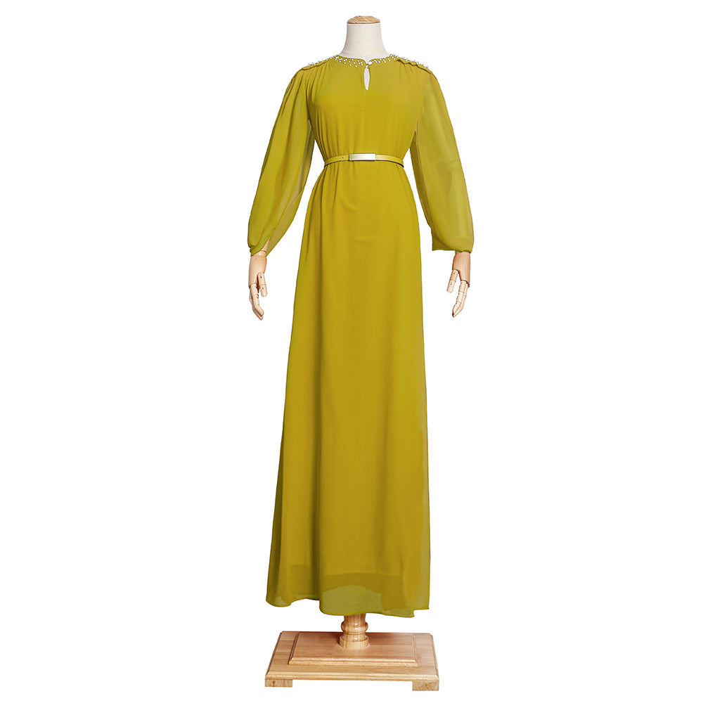 export women's chiffon maxi dress - african style, loose fit, plus size -