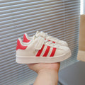 Sneakers with shell toe  spring and summer boys and girls leather patch bottom velcro small and medium-sized children's campus shoes patchwork style