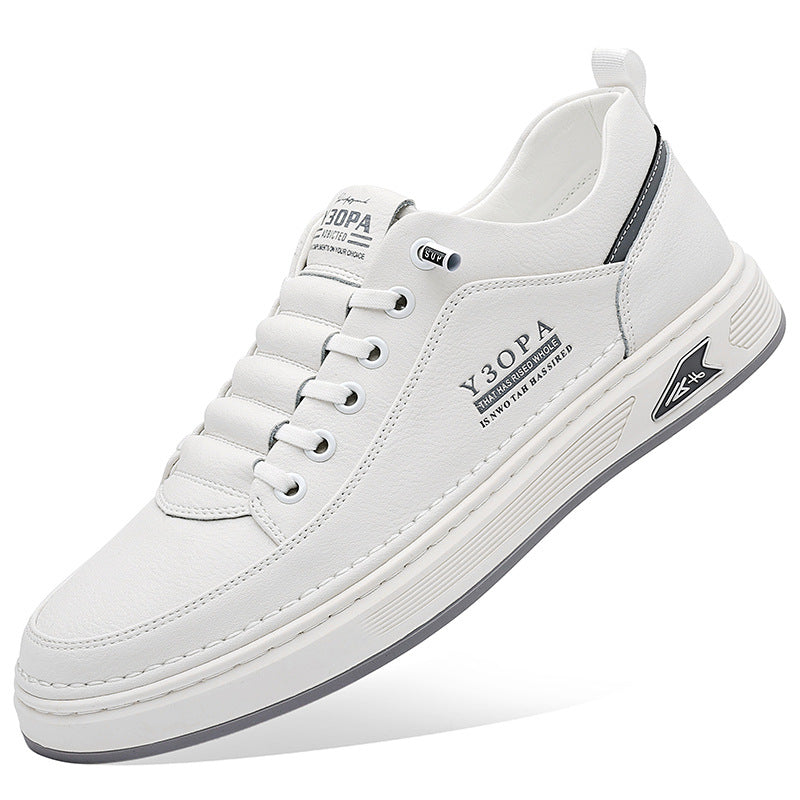 Men's leather sneakers - spring 2026 new collection: breathable, athletic, casual, trendy, and versatile white shoes for teens and young adults
