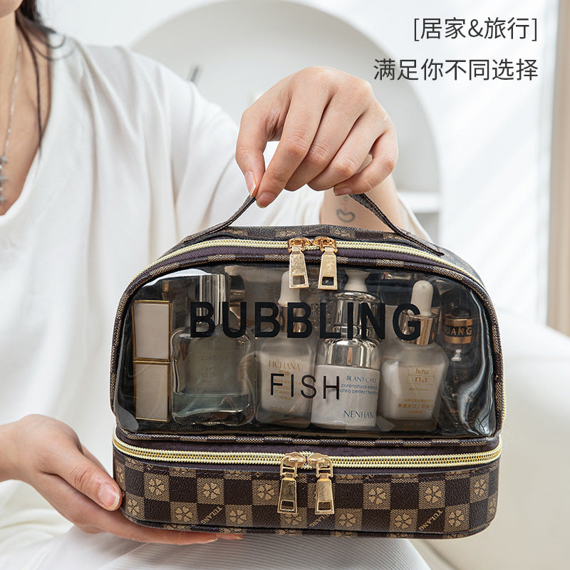 Yulang Portable Transparent Cosmetic Bag Wash Bag Travel Storage Large Capacity Cosmetics Storage Bag Waterproof Beach Bag