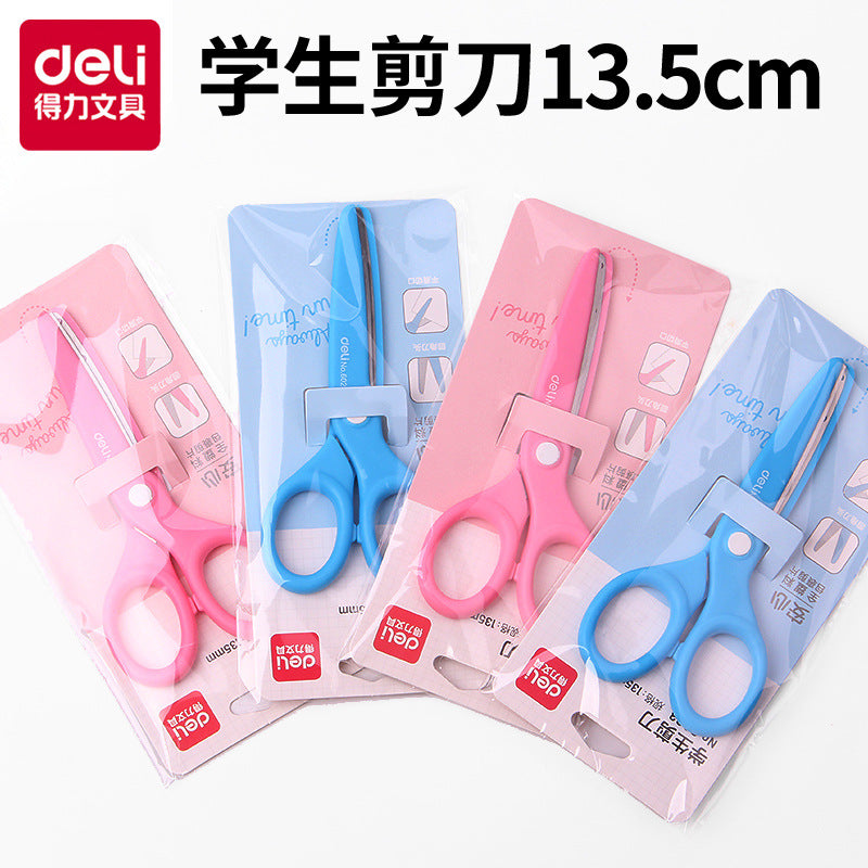 Deli 6023 Children's and students' handmade origami scissors with sheath are safe and do not hurt hands. Kindergarten scissors small scissors