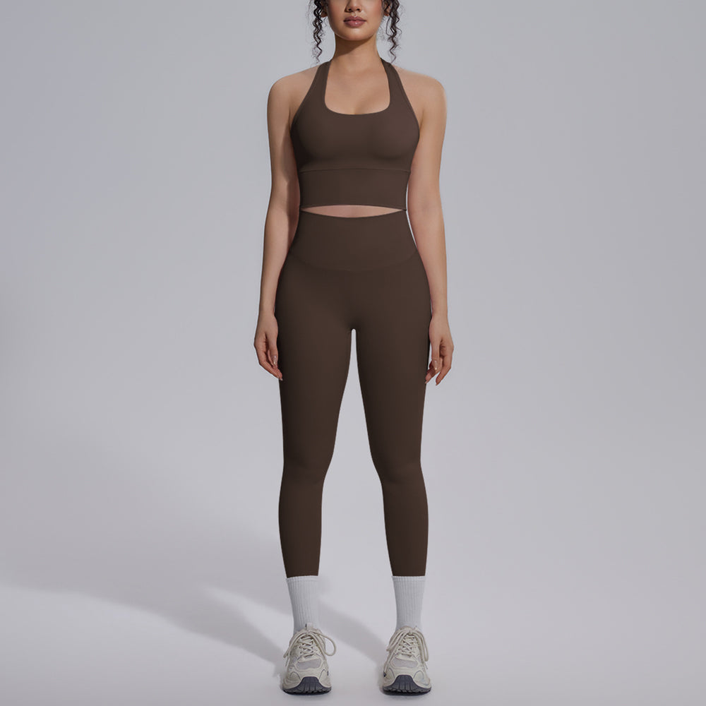 new arrival nude tight yoga wear sports beautiful back high waist hip lifting pants suit quick-drying running fitness wear