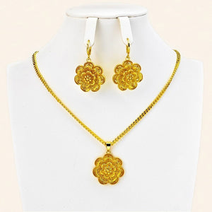 Middle eastern fashion charm stamen set gold beads dubai necklace girls earrings jewelry party gift