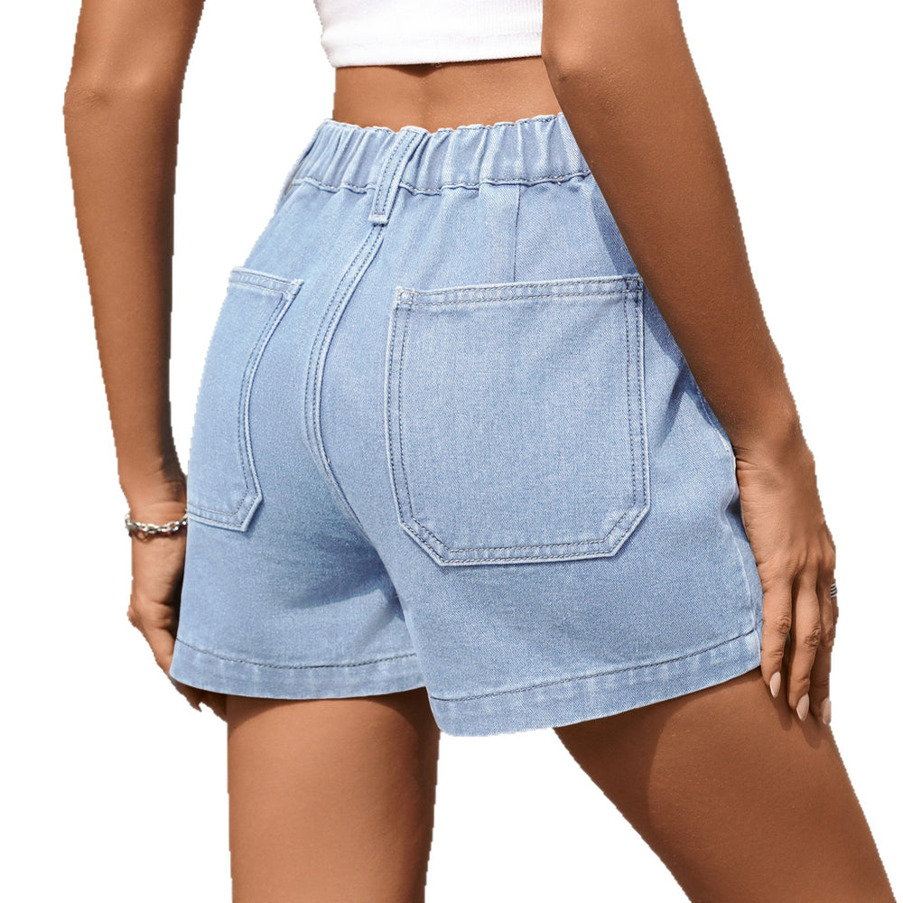 Fashion cross-border foreign trade summer new  independent station washed front pocket mid-waist curve denim shorts for women