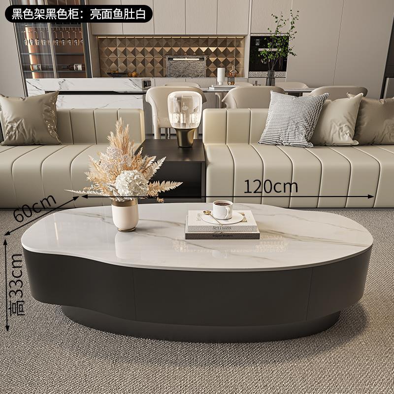 Special-shaped rock slab mango coffee table modern casual size apartment oval living room for home simple