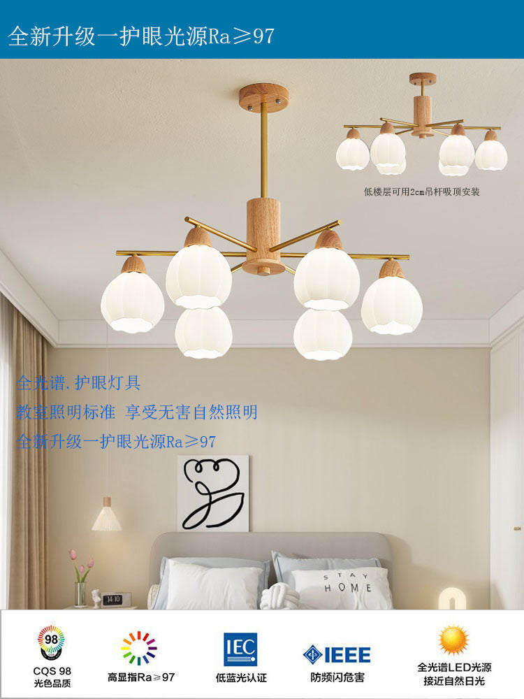 Log living room chandelier dining room light Japanese-style wabi-sabi wind homestay lighting retro wind hotel shop light bedroom lighting