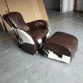 Single sofa chair combination cowhide villa room cigar bar lounge chair oil wax leather saddle chair medieval chair