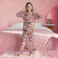 wholesale: girls' long-sleeve pajama set (long pants) - spring/autumn lightweight style for mid-to-large children - cartoon design