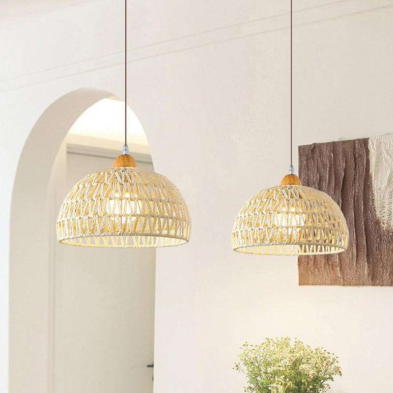 Japanese-style log wabi-sabi wind restaurant dining table bar light rattan art retro homestay bedroom bedside balcony long-line lighting