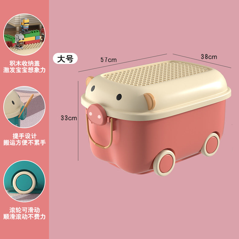 Kids toy storage box cute large capacity storage box plastic for home storage box baby clothes snack storage