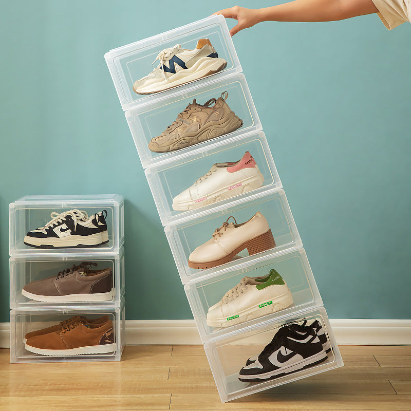 Door shoe cabinet household simple shoe rack multi-layer space-saving folding shoe box storage box plastic shoe storage artifact