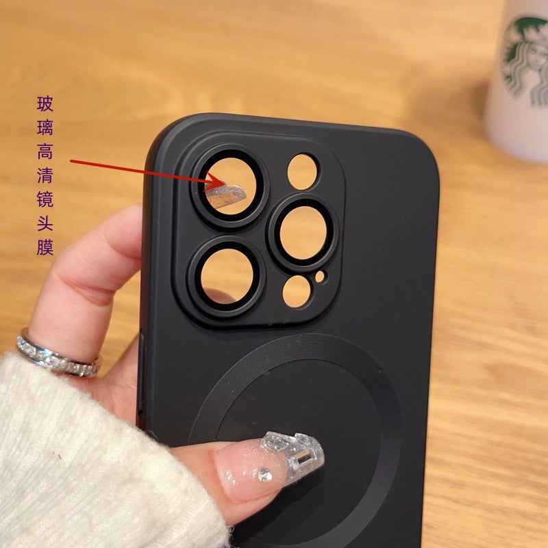 Liquid metal paint magnetic compatible iphone 17 desert gold phone case with apple 16 pro lens film protective cover