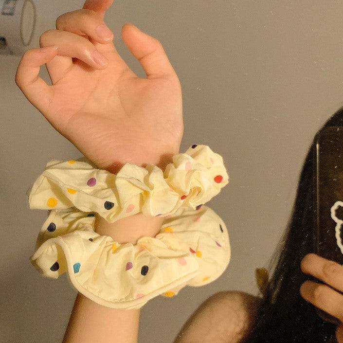 Sweet fabric floral treaded edge large intestine ring hair rope japanese style cute girl preppy style k-style headband rubber band