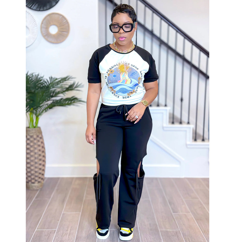 C6998 cross-border   independent station fashion women's printed multi-color short sleeve pants suit